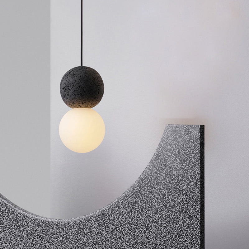 Double Ball Pendant Light Modern Glass and Terrazzo 1 Light Pink/Grey Hanging Ceiling Light Clearhalo 'Ceiling Lights' 'Glass shade' 'Glass' 'Modern Pendants' 'Modern' 'Pendant Lights' 'Pendants' Lighting' 513047