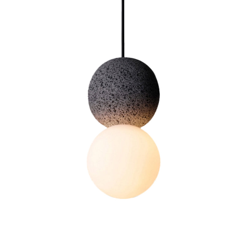 Double Ball Pendant Light Modern Glass and Terrazzo 1 Light Pink/Grey Hanging Ceiling Light Clearhalo 'Ceiling Lights' 'Glass shade' 'Glass' 'Modern Pendants' 'Modern' 'Pendant Lights' 'Pendants' Lighting' 513048