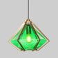 Diamond Office Room Pendant Light Green/White Glass 5"/6.5"/10" Wide 1 Light Modern Hanging Ceiling Light Clearhalo 'Ceiling Lights' 'Glass shade' 'Glass' 'Modern Pendants' 'Modern' 'Pendant Lights' 'Pendants' Lighting' 513083