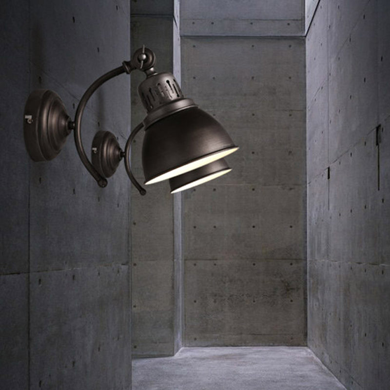 1 Bulb Dome Shade Sconce Lamp Industrial Black/Rust Metal Wall Mounted Light for Dining Room Clearhalo 'Art deco wall lights' 'Cast Iron' 'Glass' 'Industrial wall lights' 'Industrial' 'Middle century wall lights' 'Modern' 'Rustic wall lights' 'Tiffany' 'Traditional wall lights' 'Wall Lamps & Sconces' 'Wall Lights' Lighting' 513231