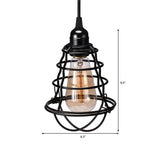 Black 1 Light Pendant Lighting Industrial Metal Tapered Hanging Lamp for Coffee Shop with Cage Clearhalo 'Art Deco Pendants' 'Black' 'Cast Iron' 'Ceiling Lights' 'Ceramic' 'Crystal' 'Industrial Pendants' 'Industrial' 'Metal' 'Middle Century Pendants' 'Pendant Lights' 'Pendants' 'Rustic Pendants' 'Tiffany' Lighting' 513265