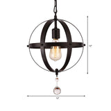 Vintage Globe Hanging Ceiling Light 1 Light Metal Pendant Lighting in Black for Dining Room Clearhalo 'Art Deco Pendants' 'Black' 'Cast Iron' 'Ceiling Lights' 'Ceramic' 'Crystal' 'Industrial Pendants' 'Industrial' 'Metal' 'Middle Century Pendants' 'Pendant Lights' 'Pendants' 'Rustic Pendants' 'Tiffany' Lighting' 513269