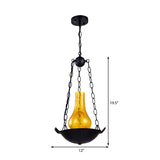 Vintage Vase Shade Pendant Lighting 1 Light Crackle Glass Hanging Light Fixture in Black/Brown Clearhalo 'Art Deco Pendants' 'Black' 'Cast Iron' 'Ceiling Lights' 'Ceramic' 'Crystal' 'Industrial Pendants' 'Industrial' 'Metal' 'Middle Century Pendants' 'Pendant Lights' 'Pendants' 'Rustic Pendants' 'Tiffany' Lighting' 513301