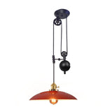 1 Light Hanging Ceiling Light with Dome Metal Shade Industrial Living Room Pendant Lighting in Black/White/Red Clearhalo 'Art Deco Pendants' 'Black' 'Cast Iron' 'Ceiling Lights' 'Ceramic' 'Crystal' 'Industrial Pendants' 'Industrial' 'Metal' 'Middle Century Pendants' 'Pendant Lights' 'Pendants' 'Rustic Pendants' 'Tiffany' Lighting' 513348