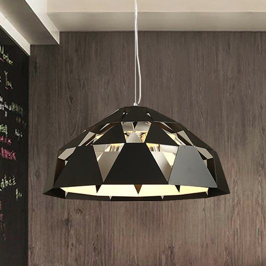 Contemporary 3 Heads Hanging Chandelier with Metal Shade Black Finish Diamond Suspended Pendant Lamp Clearhalo 'Ceiling Lights' 'Chandeliers' 'Modern Chandeliers' 'Modern' Lighting' 518791