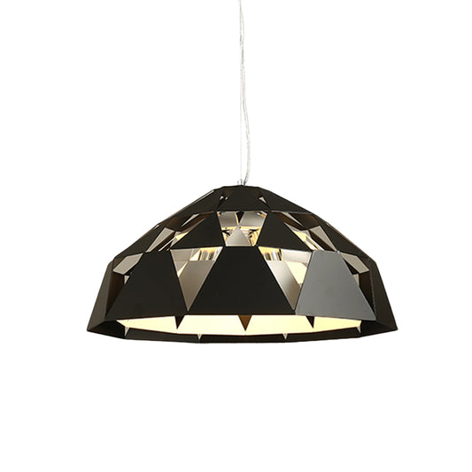 Contemporary 3 Heads Hanging Chandelier with Metal Shade Black Finish Diamond Suspended Pendant Lamp Clearhalo 'Ceiling Lights' 'Chandeliers' 'Modern Chandeliers' 'Modern' Lighting' 518792