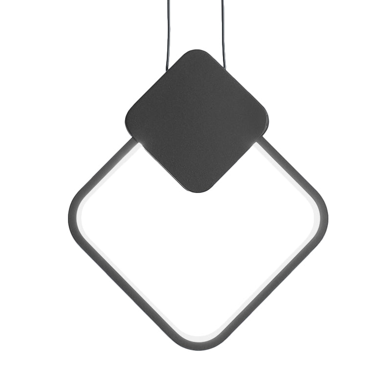 Acrylic Square Pendant Light Fixture Modern LED Hanging Ceiling Lamp in White/Black for Bedside, White/Warm Light Clearhalo 'Ceiling Lights' 'Modern Pendants' 'Modern' 'Pendant Lights' 'Pendants' Lighting' 518825