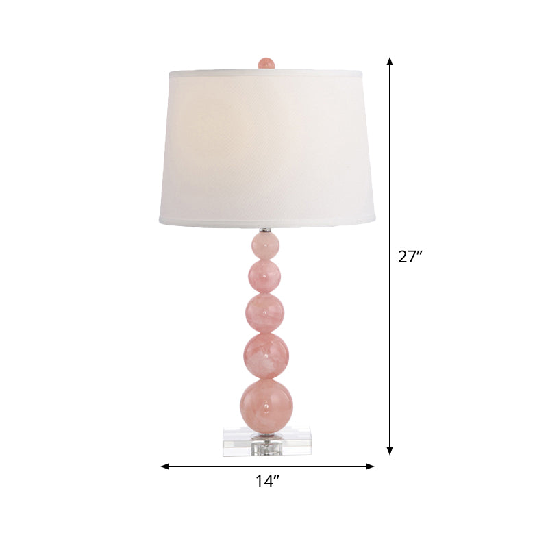 Contemporary 1 Bulb Nightstand Lamp Pink Barrel Reading Book Light with Fabric Shade Clearhalo 'Lamps' 'Table Lamps' Lighting' 518927
