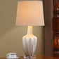 Tapered Drum Nightstand Lamp Contemporary Fabric 1 Bulb Reading Book Light in White Clearhalo 'Lamps' 'Table Lamps' Lighting' 518940