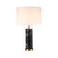 White Cylinder Task Light Nordic 1 Bulb Fabric Night Table Lamp with Black Marble Base Clearhalo 'Lamps' 'Table Lamps' Lighting' 518975