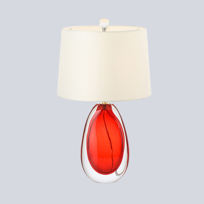 1 Bulb Living Room Task Light Modern Red Night Table Lamp with Barrel Fabric Shade Clearhalo 'Lamps' 'Table Lamps' Lighting' 519071
