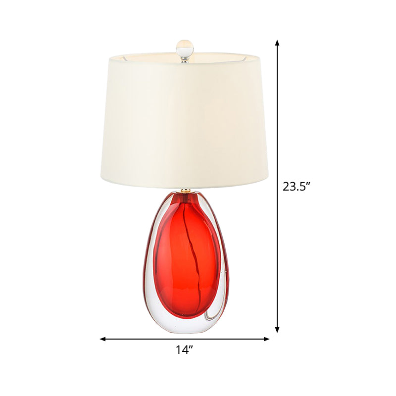 1 Bulb Living Room Task Light Modern Red Night Table Lamp with Barrel Fabric Shade Clearhalo 'Lamps' 'Table Lamps' Lighting' 519072