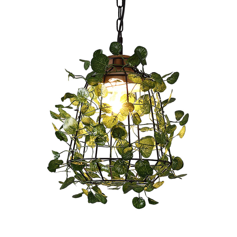 1 Bulb Cage Hanging Pendant Vintage Black Metal LED Plant Ceiling Hang Fixture for Restaurant Clearhalo 'Art Deco Pendants' 'Black' 'Cast Iron' 'Ceiling Lights' 'Ceramic' 'Crystal' 'Industrial Pendants' 'Industrial' 'Metal' 'Middle Century Pendants' 'Pendant Lights' 'Pendants' 'Rustic Pendants' 'Tiffany' Lighting' 519207
