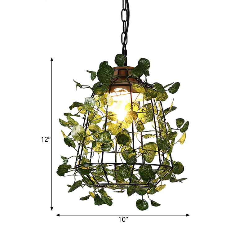 1 Bulb Cage Hanging Pendant Vintage Black Metal LED Plant Ceiling Hang Fixture for Restaurant Clearhalo 'Art Deco Pendants' 'Black' 'Cast Iron' 'Ceiling Lights' 'Ceramic' 'Crystal' 'Industrial Pendants' 'Industrial' 'Metal' 'Middle Century Pendants' 'Pendant Lights' 'Pendants' 'Rustic Pendants' 'Tiffany' Lighting' 519209