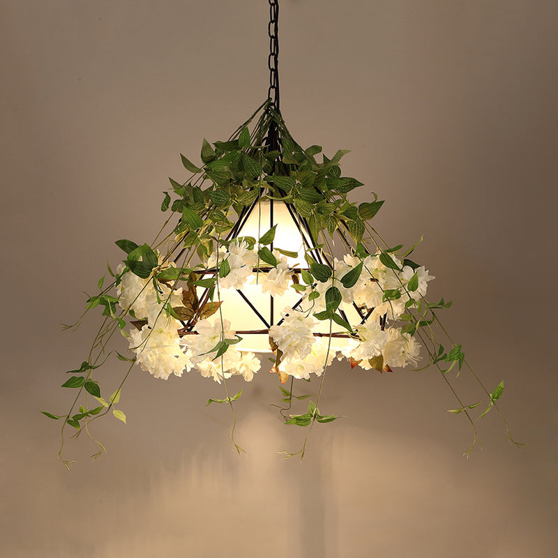 Industrial Diamond Plant Down Lighting 1 Bulb LED Metal Pendant Light in Black for Restaurant, 16"/19.5"/23.5" W Clearhalo 'Art Deco Pendants' 'Black' 'Cast Iron' 'Ceiling Lights' 'Ceramic' 'Crystal' 'Industrial Pendants' 'Industrial' 'Metal' 'Middle Century Pendants' 'Pendant Lights' 'Pendants' 'Rustic Pendants' 'Tiffany' Lighting' 519231