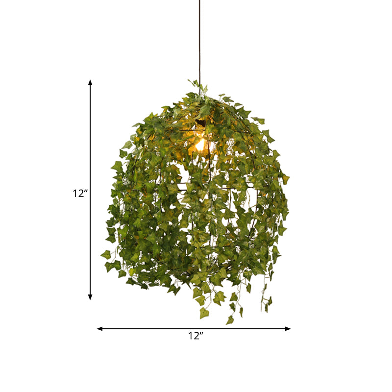 Sphere Restaurant Plant Suspension Lamp Industrial Metal 12"/23.5" Dia 1 Bulb Green LED Pendant Light Clearhalo 'Art Deco Pendants' 'Cast Iron' 'Ceiling Lights' 'Ceramic' 'Crystal' 'Industrial Pendants' 'Industrial' 'Metal' 'Middle Century Pendants' 'Pendant Lights' 'Pendants' 'Tiffany' Lighting' 519336