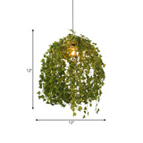 Sphere Restaurant Plant Suspension Lamp Industrial Metal 12"/23.5" Dia 1 Bulb Green LED Pendant Light Clearhalo 'Art Deco Pendants' 'Cast Iron' 'Ceiling Lights' 'Ceramic' 'Crystal' 'Industrial Pendants' 'Industrial' 'Metal' 'Middle Century Pendants' 'Pendant Lights' 'Pendants' 'Tiffany' Lighting' 519336