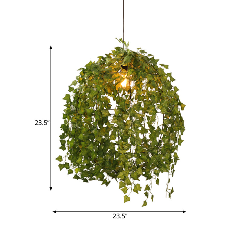 Sphere Restaurant Plant Suspension Lamp Industrial Metal 12"/23.5" Dia 1 Bulb Green LED Pendant Light Clearhalo 'Art Deco Pendants' 'Cast Iron' 'Ceiling Lights' 'Ceramic' 'Crystal' 'Industrial Pendants' 'Industrial' 'Metal' 'Middle Century Pendants' 'Pendant Lights' 'Pendants' 'Tiffany' Lighting' 519337