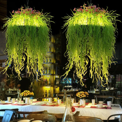 1 Light Metal Down Lighting Antique Green Seaweed Restaurant LED Pendant Light Fixture Green Clearhalo 'Art Deco Pendants' 'Cast Iron' 'Ceiling Lights' 'Ceramic' 'Crystal' 'Industrial Pendants' 'Industrial' 'Metal' 'Middle Century Pendants' 'Pendant Lights' 'Pendants' 'Tiffany' Lighting' 519383