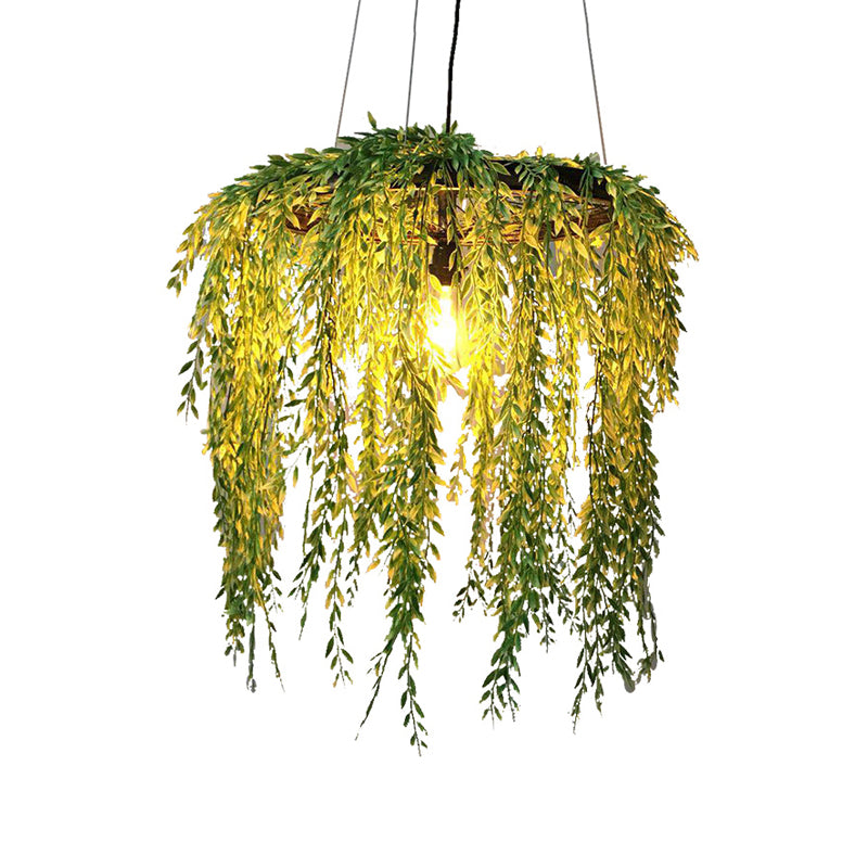 Plant Restaurant Hanging Lamp Vintage Metal 1 Head Black LED Down Lighting Pendant, 13"/19"/23" Width Clearhalo 'Art Deco Pendants' 'Black' 'Cast Iron' 'Ceiling Lights' 'Ceramic' 'Crystal' 'Industrial Pendants' 'Industrial' 'Metal' 'Middle Century Pendants' 'Pendant Lights' 'Pendants' 'Rustic Pendants' 'Tiffany' Lighting' 519434