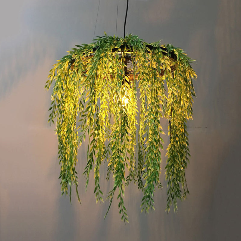 Plant Restaurant Hanging Lamp Vintage Metal 1 Head Black LED Down Lighting Pendant, 13"/19"/23" Width Clearhalo 'Art Deco Pendants' 'Black' 'Cast Iron' 'Ceiling Lights' 'Ceramic' 'Crystal' 'Industrial Pendants' 'Industrial' 'Metal' 'Middle Century Pendants' 'Pendant Lights' 'Pendants' 'Rustic Pendants' 'Tiffany' Lighting' 519435