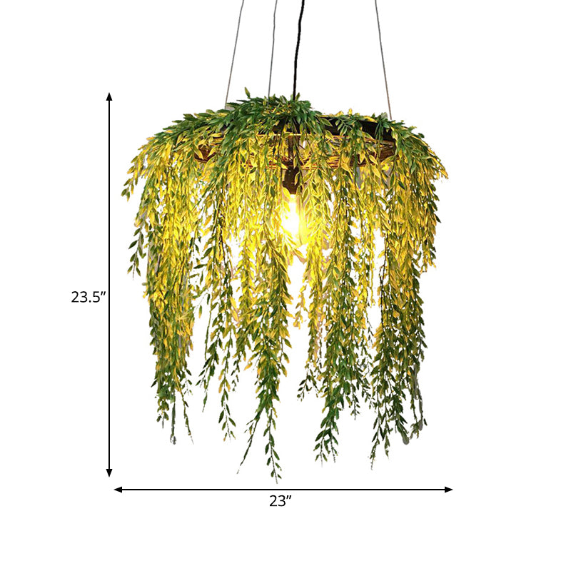 Plant Restaurant Hanging Lamp Vintage Metal 1 Head Black LED Down Lighting Pendant, 13"/19"/23" Width Clearhalo 'Art Deco Pendants' 'Black' 'Cast Iron' 'Ceiling Lights' 'Ceramic' 'Crystal' 'Industrial Pendants' 'Industrial' 'Metal' 'Middle Century Pendants' 'Pendant Lights' 'Pendants' 'Rustic Pendants' 'Tiffany' Lighting' 519438