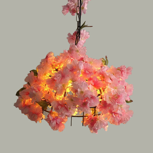 Black 1 Bulb Pendant Lamp Antique Metal Caged Flower Suspension Light for Restaurant Clearhalo 'Ceiling Lights' 'Industrial Pendants' 'Industrial' 'Middle Century Pendants' 'Pendant Lights' 'Pendants' 'Tiffany' Lighting' 519494
