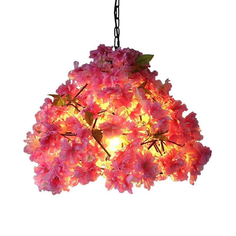 Vintage Blossom Suspension Lamp 1 Head Metal Pendant Light in Black for Restaurant, 15"/18"/23.5" Wide Clearhalo 'Art Deco Pendants' 'Black' 'Cast Iron' 'Ceiling Lights' 'Ceramic' 'Crystal' 'Industrial Pendants' 'Industrial' 'Metal' 'Middle Century Pendants' 'Pendant Lights' 'Pendants' 'Rustic Pendants' 'Tiffany' Lighting' 519505