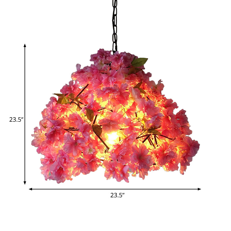 Vintage Blossom Suspension Lamp 1 Head Metal Pendant Light in Black for Restaurant, 15"/18"/23.5" Wide Clearhalo 'Art Deco Pendants' 'Black' 'Cast Iron' 'Ceiling Lights' 'Ceramic' 'Crystal' 'Industrial Pendants' 'Industrial' 'Metal' 'Middle Century Pendants' 'Pendant Lights' 'Pendants' 'Rustic Pendants' 'Tiffany' Lighting' 519509