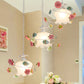 3 Lights Scalloped Cluster Pendant Pastoral White Metal Flower Hanging Light for Dining Room Clearhalo 'Ceiling Lights' 'Pendant Lights' 'Pendants' Lighting' 519617