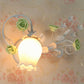 Pastoral Floral Wall Mount Lamp 1 Head Metal Wall Sconce Light in Yellow/Pink/Blue for Bedroom Green Clearhalo 'Wall Lamps & Sconces' 'Wall Lights' Lighting' 519660