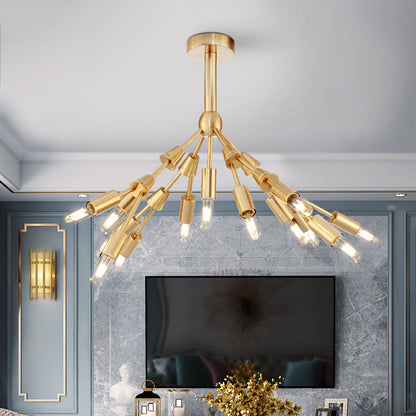 Metal Sputnik Pendant Chandelier Modernist 13 Bulbs Gold Hanging Ceiling Lights for Living Room Gold Clearhalo 'Ceiling Lights' 'Chandeliers' 'Modern Chandeliers' 'Modern' Lighting' 519824