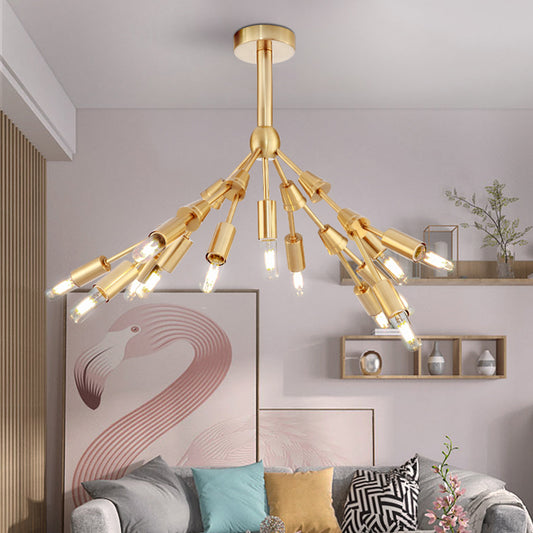 Metal Sputnik Pendant Chandelier Modernist 13 Bulbs Gold Hanging Ceiling Lights for Living Room Clearhalo 'Ceiling Lights' 'Chandeliers' 'Modern Chandeliers' 'Modern' Lighting' 519825
