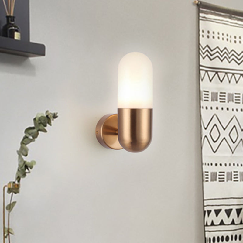 Capsule Metal Wall Sconce Light Postmodern 1 Light Black/Gray/White Wall Mounted Light for Bedroom Clearhalo 'Cast Iron' 'Glass' 'Industrial' 'Modern wall lights' 'Modern' 'Tiffany' 'Traditional wall lights' 'Wall Lamps & Sconces' 'Wall Lights' Lighting' 519834