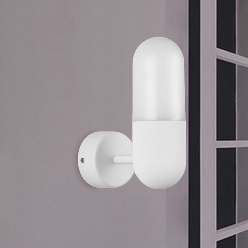 Capsule Metal Wall Sconce Light Postmodern 1 Light Black/Gray/White Wall Mounted Light for Bedroom Clearhalo 'Cast Iron' 'Glass' 'Industrial' 'Modern wall lights' 'Modern' 'Tiffany' 'Traditional wall lights' 'Wall Lamps & Sconces' 'Wall Lights' Lighting' 519838