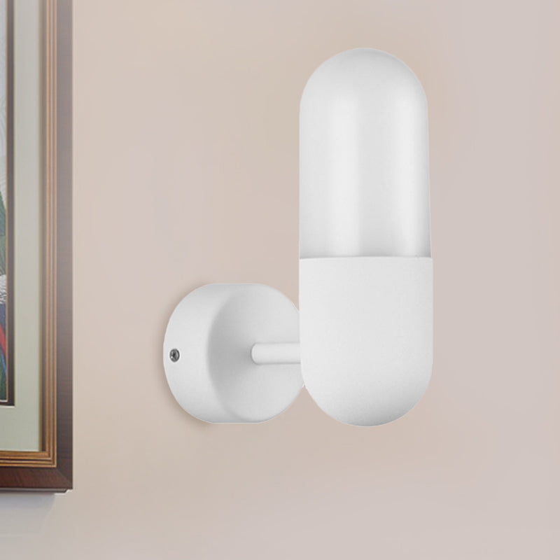 Capsule Metal Wall Sconce Light Postmodern 1 Light Black/Gray/White Wall Mounted Light for Bedroom Clearhalo 'Cast Iron' 'Glass' 'Industrial' 'Modern wall lights' 'Modern' 'Tiffany' 'Traditional wall lights' 'Wall Lamps & Sconces' 'Wall Lights' Lighting' 519839