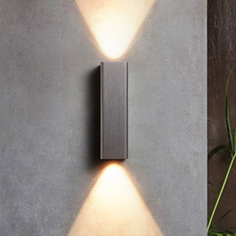 Modern Cuboid Wall Mounted Light Metal Living Room LED Up and Down Wall Sconce in Bronze/Gold/Coffee Clearhalo 'Cast Iron' 'Glass' 'Industrial' 'Modern wall lights' 'Modern' 'Tiffany' 'Traditional wall lights' 'Wall Lamps & Sconces' 'Wall Lights' Lighting' 519847
