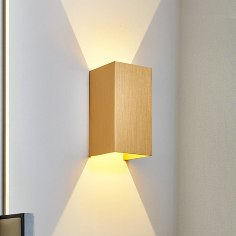Cuboid Up and Down LED Wall Sconce Contemporary Metal Gold/Coffee/Grey Sconce Light Fixture for Bedroom Clearhalo 'Cast Iron' 'Glass' 'Industrial' 'Modern wall lights' 'Modern' 'Tiffany' 'Traditional wall lights' 'Wall Lamps & Sconces' 'Wall Lights' Lighting' 519855