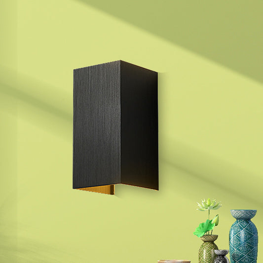 Cuboid Up and Down LED Wall Sconce Contemporary Metal Gold/Coffee/Grey Sconce Light Fixture for Bedroom Clearhalo 'Cast Iron' 'Glass' 'Industrial' 'Modern wall lights' 'Modern' 'Tiffany' 'Traditional wall lights' 'Wall Lamps & Sconces' 'Wall Lights' Lighting' 519856