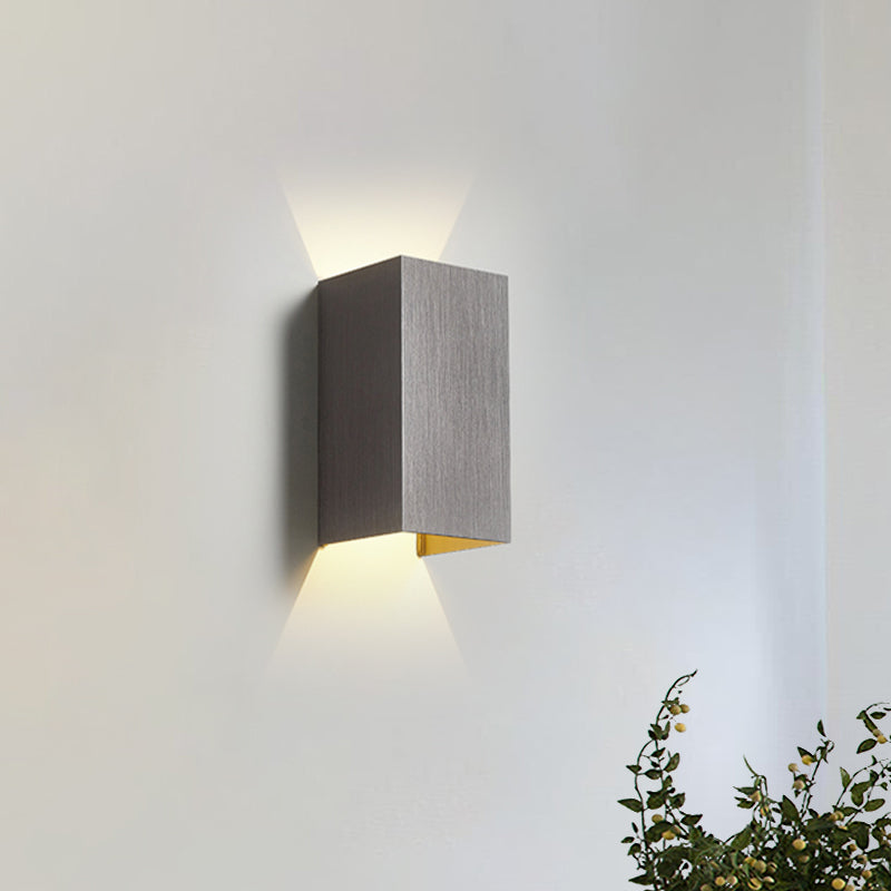 Cuboid Up and Down LED Wall Sconce Contemporary Metal Gold/Coffee/Grey Sconce Light Fixture for Bedroom Clearhalo 'Cast Iron' 'Glass' 'Industrial' 'Modern wall lights' 'Modern' 'Tiffany' 'Traditional wall lights' 'Wall Lamps & Sconces' 'Wall Lights' Lighting' 519859