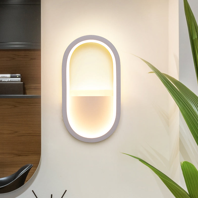 Oval Wall Light Fixture Contemporary Acrylic Black/White LED Wall Sconce in Warm/White Light Clearhalo 'Modern wall lights' 'Modern' 'Wall Lamps & Sconces' 'Wall Lights' Lighting' 519902
