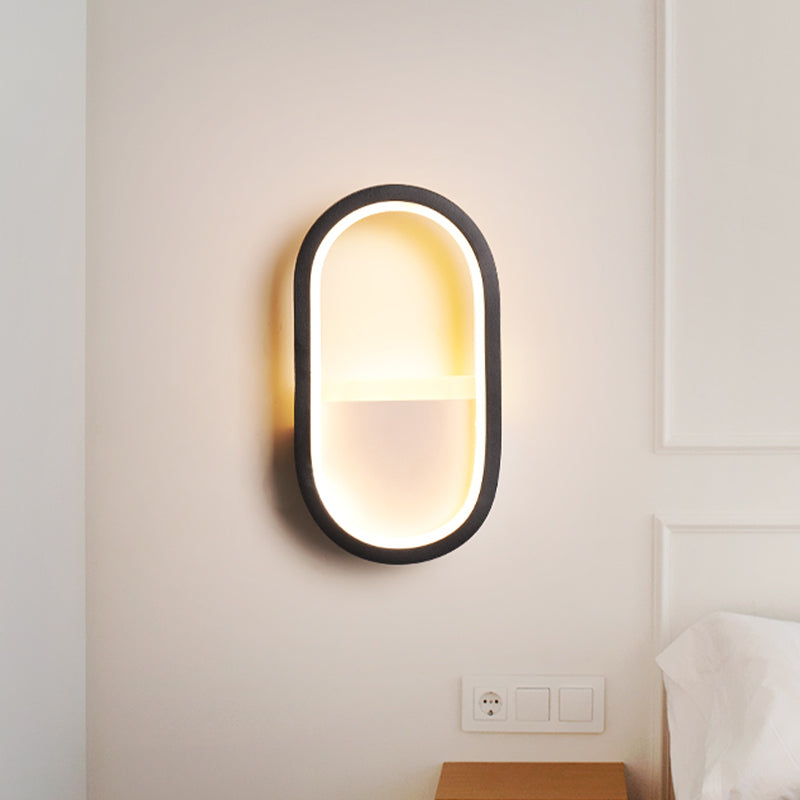 Oval Wall Light Fixture Contemporary Acrylic Black/White LED Wall Sconce in Warm/White Light Clearhalo 'Modern wall lights' 'Modern' 'Wall Lamps & Sconces' 'Wall Lights' Lighting' 519905