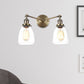 Tapered Clear Glass Wall Lamp Industrial 2 Lights Indoor Sconce Lighting Fixture in Black/Bronze/Brass Bronze Clearhalo 'Art deco wall lights' 'Cast Iron' 'Glass' 'Industrial wall lights' 'Industrial' 'Middle century wall lights' 'Modern' 'Rustic wall lights' 'Tiffany' 'Traditional wall lights' 'Wall Lamps & Sconces' 'Wall Lights' Lighting' 520026