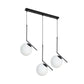Cream Glass Orb Clster Pendant Light Modernism 3-Light Ceiling Lamp in Black with Angled Arm Clearhalo 'Ceiling Lights' 'Glass shade' 'Glass' 'Modern Pendants' 'Modern' 'Pendant Lights' 'Pendants' Lighting' 520134