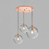 Rose Gold Round Cluster Pendant Light Minimalist 3-Bulb Clear Glass Ceiling Hang Fixture Clearhalo 'Ceiling Lights' 'Glass shade' 'Glass' 'Modern Pendants' 'Modern' 'Pendant Lights' 'Pendants' Lighting' 520179
