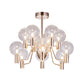 12 Bulbs Living Room Chandelier Minimalist Gold Suspended Pendant Light with Pendulum Clear Glass Shade Clearhalo 'Ceiling Lights' 'Chandeliers' 'Glass shade' 'Glass' 'Modern Chandeliers' 'Modern' Lighting' 520252
