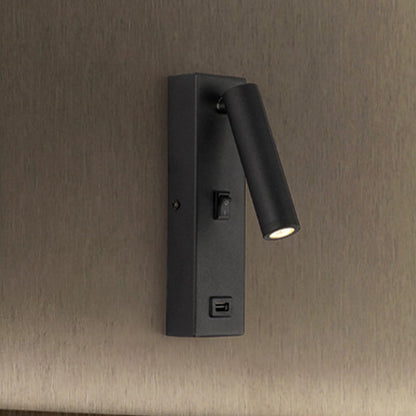 USB Rechargeable Tube Wall Sconce Simple Metal Integrated LED Black/White Wall Light Fixture, Warm/White Light Black Clearhalo 'Cast Iron' 'Glass' 'Industrial' 'Modern wall lights' 'Modern' 'Tiffany' 'Traditional wall lights' 'Wall Lamps & Sconces' 'Wall Lights' Lighting' 520356