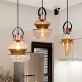 Copper Urn Pendant Lighting Fixture Modern 1 Head Clear Glass Hanging Lamp, 6.5"/8"/10" Wide Clearhalo 'Ceiling Lights' 'Chandeliers' 'Glass shade' 'Glass' 'Modern Pendants' 'Modern' 'Pendant Lights' 'Pendants' Lighting' 520371