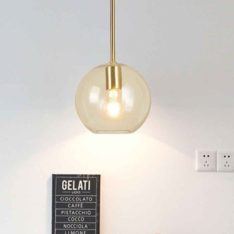 Globe Pendant Light Modernism Clear Glass 1 Head 8"/12" Wide Dining Room Hanging Lamp Kit Clear Clearhalo 'Ceiling Lights' 'Chandeliers' 'Glass shade' 'Glass' 'Modern Pendants' 'Modern' 'Pendant Lights' 'Pendants' Lighting' 520389