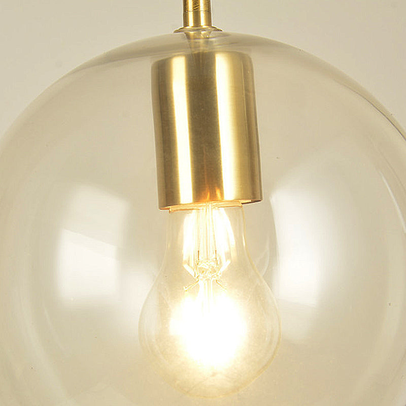 Globe Pendant Light Modernism Clear Glass 1 Head 8"/12" Wide Dining Room Hanging Lamp Kit Clearhalo 'Ceiling Lights' 'Chandeliers' 'Glass shade' 'Glass' 'Modern Pendants' 'Modern' 'Pendant Lights' 'Pendants' Lighting' 520396